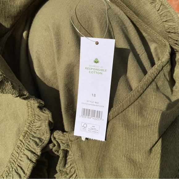 BNWT George Size 18 Khaki Green Cord Collared Top Blouse 100% Cotton Long Sleeve - Picture 13 of 13